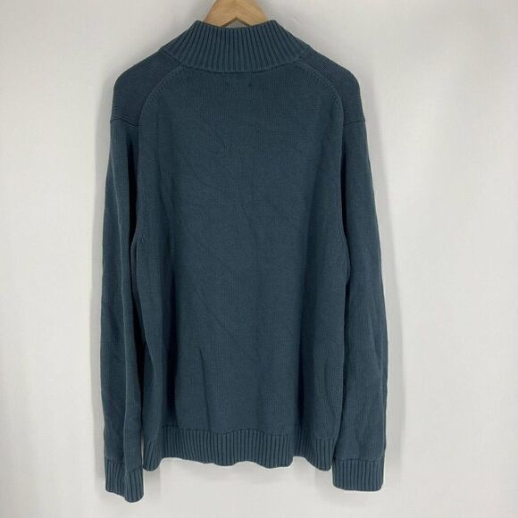 LL Bean Sweater Size Large Mens Blue Double L Quarter Half Zip Pullover Cotton - Picture 4 of 6